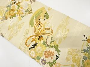 アンティーク　花薬玉に読み本・花束模様織り出し丸帯（材料）